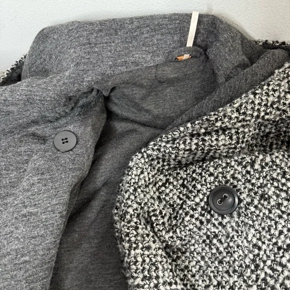 Free People Satellite Image Swing Hooded Tweed Wool Oversized Coat Size XS - Picture 14 of 17